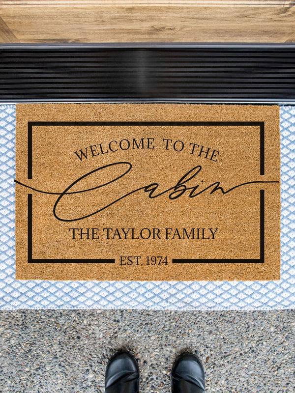 Welcome To The Cabin Personalized Doormat, Cabin Doormat, Lake Decor, Outdoor Welcome Mat, Custom Rug, Personalized Doormat