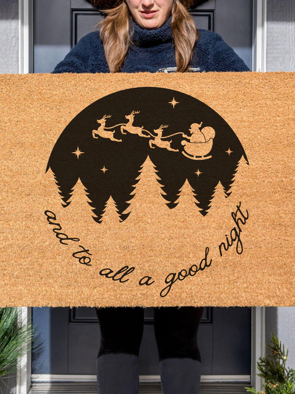 And to All a Good Night Doormat, Holiday Door Mat, Santa Doormat, Christmas Decor, Christmas Gift, Outdoor Decor, Christmas Doormat, Trees