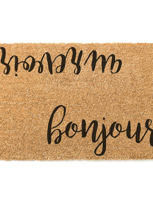 Bonjour Au Revoir Doormat / French Door Mat / En Francais / Housewarming Gift / Wedding Gift / Shower Gift / Birthday Gift / Quebec Doormat