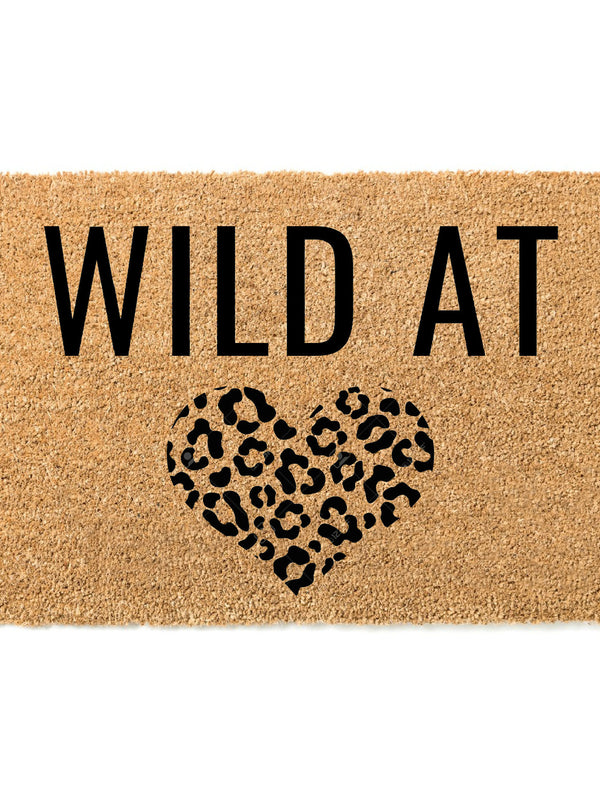 Wild at Heart Black Leopard Doormat / Welcome Mat / Love Door Mat / Birthday / Valentines / Anniversary / Housewarming / Leopard Print