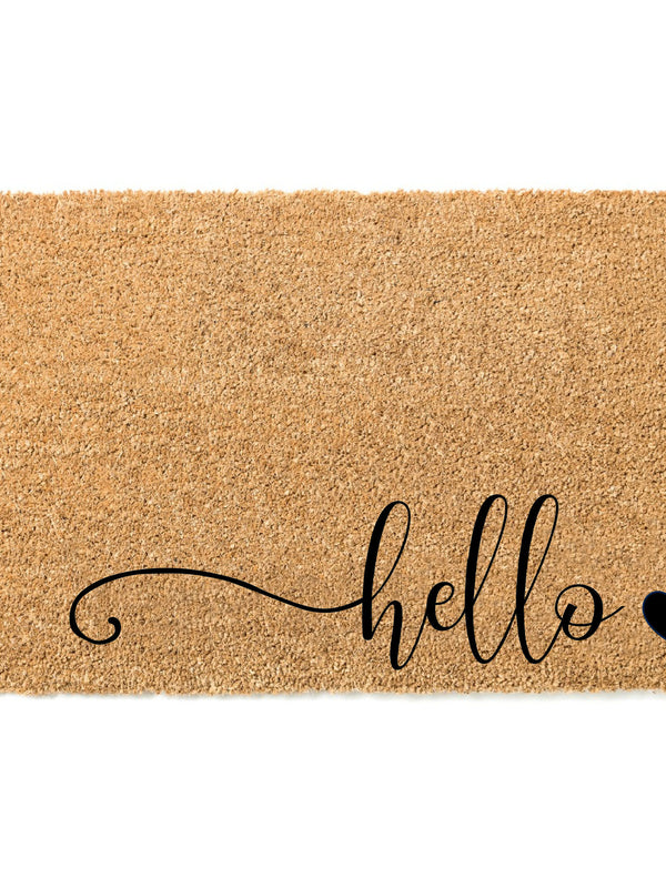 Swirl Hello Heart Doormat / Welcome Mat / Door Mat / Housewarming / Birthday Gift / Teacher Gift / Hostess Gift / Home Decor / Cute Doormat