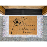 Dandelion All Are Welcome Here Doormat / Welcome Mat / Spring Door Mat / Inclusivity / Mi Casa Su Casa / Heart / Flower / Summer