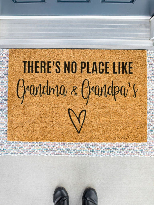There's No Place Like Grandma and Grandpa's Doormat / Welcome Mat / Grandparent Door Mat / Nana / Papa / Oma / Opa / Grandparent Gift