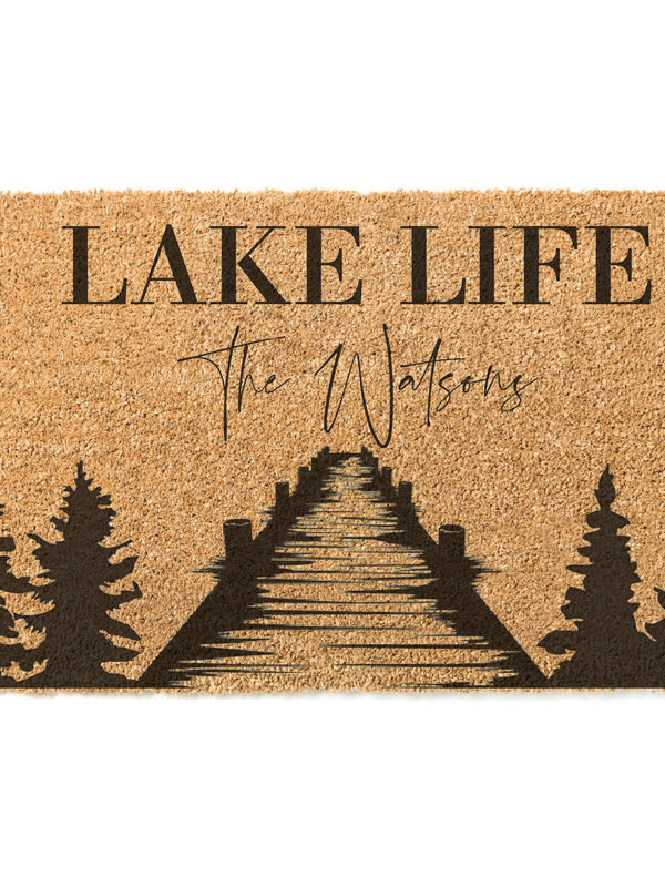 Lake Life Dock Family Name Doormat / Welcome Mat / Summer / Summertime / Wedding Gift / Housewarming / Cottage / Cabin / Vacation Home
