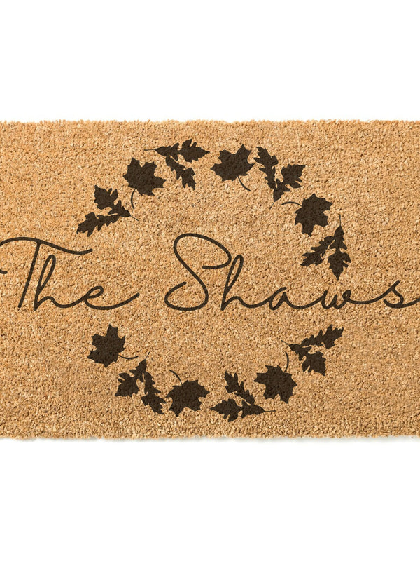 Fall Wreath Family Name Doormat / Welcome Mat / Fall Door Mat / Autumn Doormat / Surname / Last Name / Fall Decor / Fall Leaves / Halloween