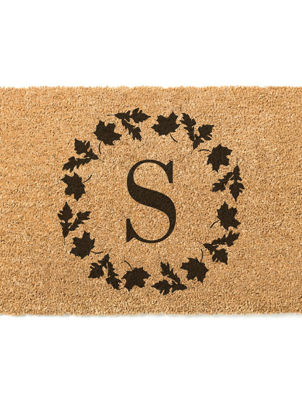 Fall Wreath Initial Doormat / Welcome Mat / Fall Door Mat / Autumn Doormat / Outdoor Rug / Boho Decor / Fall Decor / Fall Leaves / Halloween