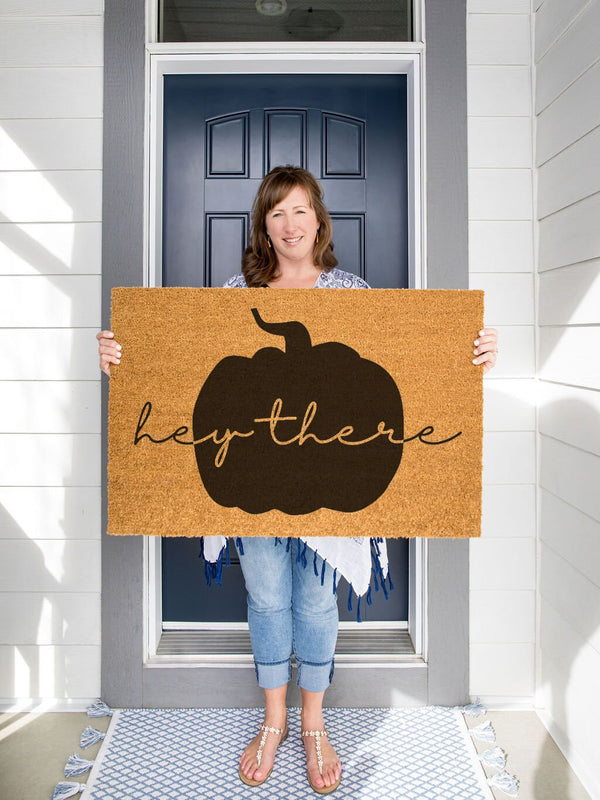 Hey There Pumpkin Doormat / Welcome Mat / Fall Door Mat / Autumn Outdoor Mat / Boho Decor / Halloween Decor / Fall Decor / Fall Leaves