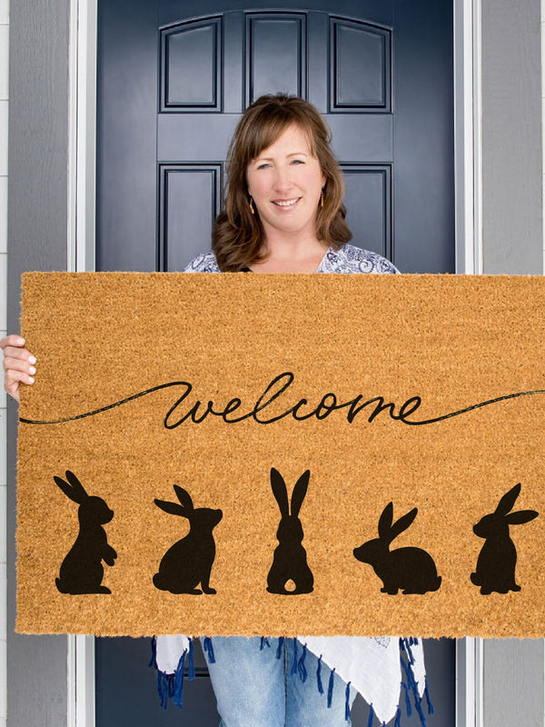 Easter Bunny Welcome Doormat, Spring Doormat, Easter Welcome Mat, Cute Door Mat, Spring Porch Decor, Spring Welcome Mats, Peter Rabbit Mat