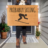 Probably Skiing Doormat, Downhill Ski Door Mat, Mountain Outdoor Mat, Skiing Welcome Mat, Mountain Decor, Cabin Decor, Ski Decor, Skier Mat