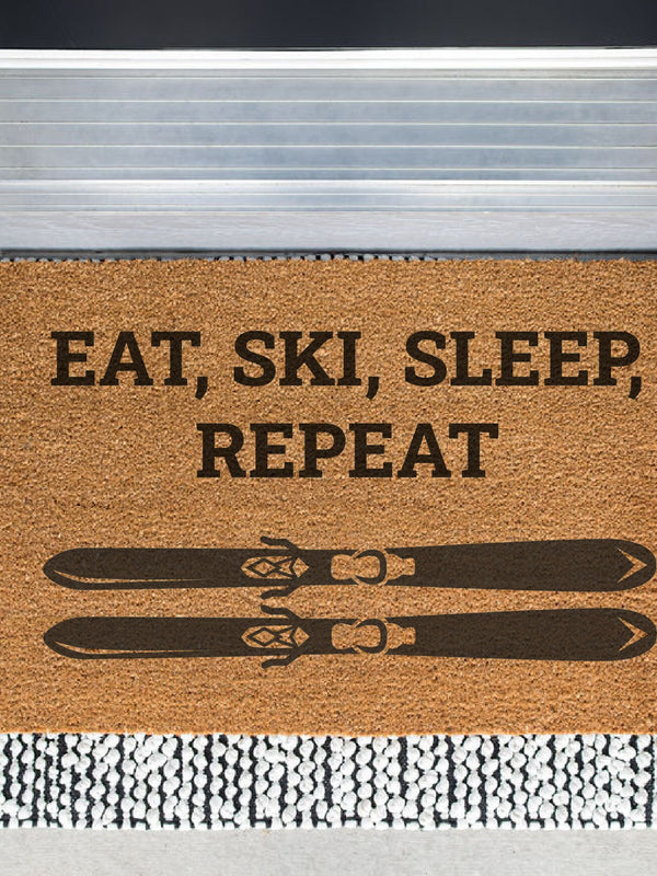 Eat, Ski, Sleep, Repeat Skiing Doormat, Cross Country Ski Door Mat, Downhill Skiing Outdoor Mat, Cross Country Skiing Welcome Mat, Cabin
