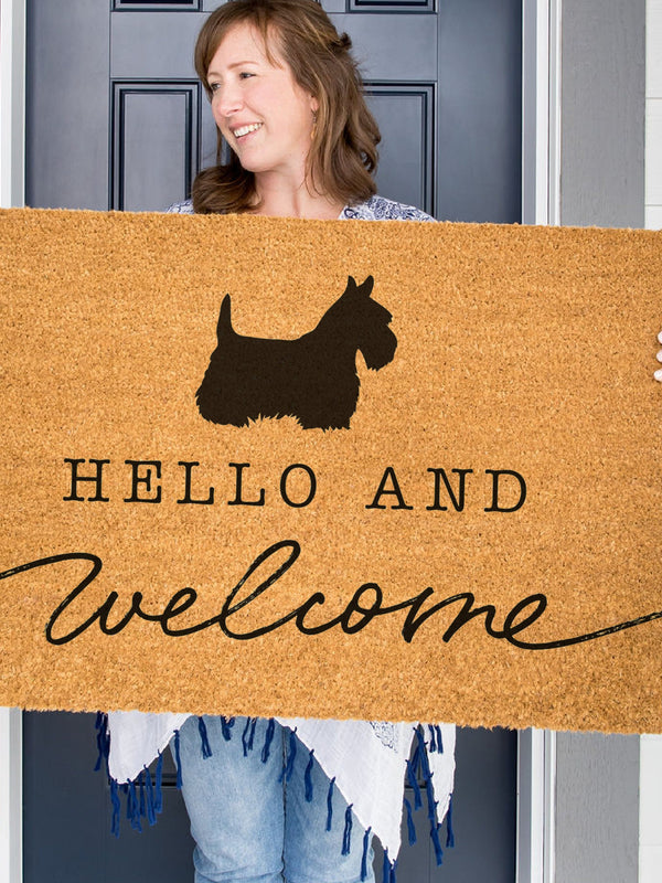 Scottish Terrier Welcome Mat, Scottie Doormat, Cute Dog Door Mat, Animal Front Doormat, Dog Breed Outdoor Rug, Dog Lover Gift, Custom Mat