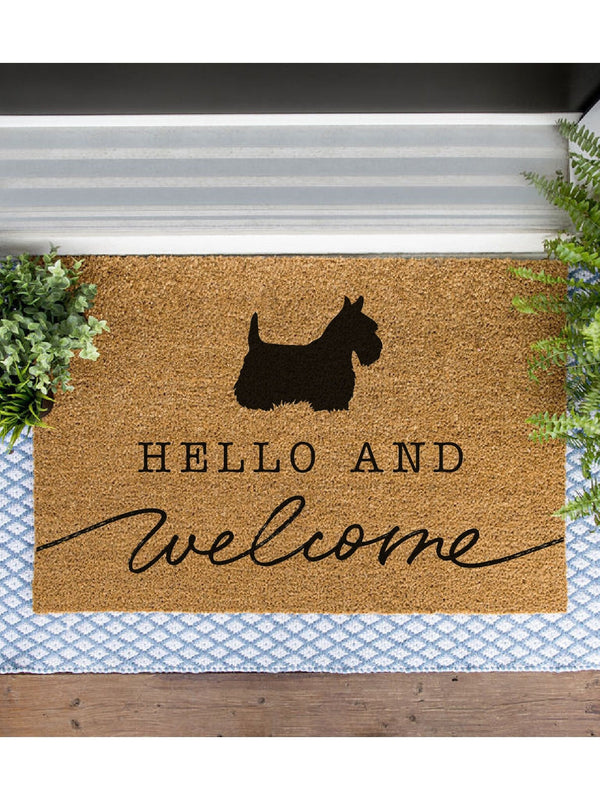Scottish Terrier Welcome Mat, Scottie Doormat, Cute Dog Door Mat, Animal Front Doormat, Dog Breed Outdoor Rug, Dog Lover Gift, Custom Mat