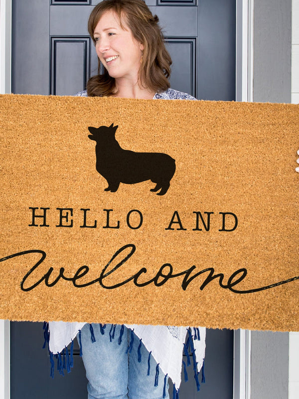 Pembroke Welsh Corgi Welcome Mat, Corgi Doormat, Cute Dog Door Mat, Animal Front Doormat, Dog Breed Outdoor Rug, Dog Lover Gift, Custom Mat