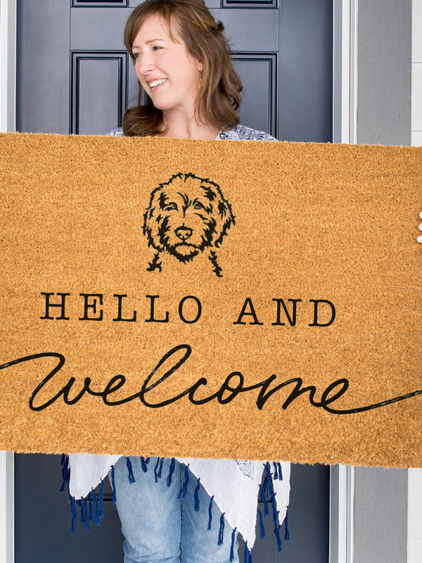 Doodle Welcome Mat, Doodle Doormat, Cute Dog Door Mat, Animal Front Doormat, Dog Breed Outdoor Rug, Goldendoodle, Labradoodle, Sheepadoodle