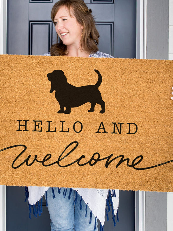 Basset Hound Welcome Mat, Basset Hound Doormat, Cute Dog Door Mat, Animal Front Doormat, Dog Breed Outdoor Rug, Dog Lover Gift, Custom Mat