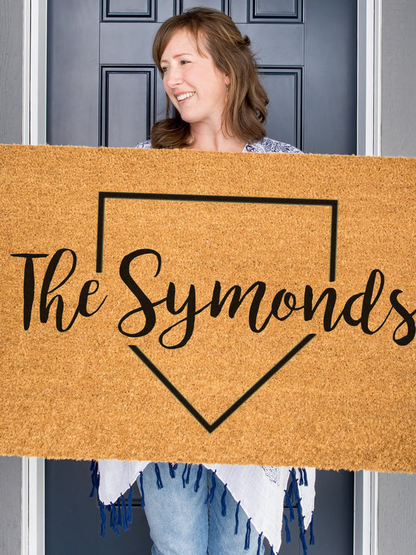 Homebase Doormat, Baseball Door Mat, Surname Mat, Last Name Doormat, Family Name Door Mat, Father's Day Gift, Coach Gift, Custom Doormat