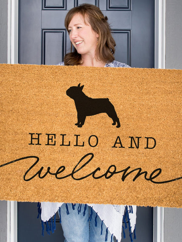 Bulldog Welcome Mat, French Bulldog Doormat, Cute Dog Door Mat, Animal Front Doormat, Dog Breed Outdoor Rug, Dog Lover Gift, Custom Mat