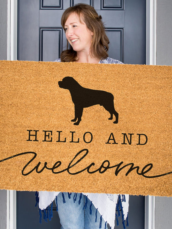 Rottweiler Welcome Mat, Rottweiler Doormat, Cute Dog Door Mat, Animal Front Doormat, Dog Breed Outdoor Rug, Dog Lover Gift, Custom Mat