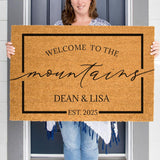 Welcome To The Mountains Personalized Doormat, Mountain House Doormat, Mountain Decor, Outdoor Welcome Mat, Custom Rug, Personalized Doormat