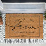 Welcome To The Farm Personalized Doormat, Farm House Doormat, Farm Decor, Outdoor Welcome Mat, Custom Rug, Personalized Doormat
