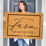 Welcome To The Farm Personalized Doormat, Farm House Doormat, Farm Decor, Outdoor Welcome Mat, Custom Rug, Personalized Doormat