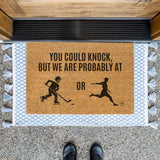 You Could Knock But We are Probably at Hockey or Soccer, Cute Front Door Mat, Hockey Doormat, Coach Gift, Gift for Coach, Soccer Doormat,