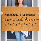 Grandkids and Grandpups Spoiled Here Doormat, Grandparent Door Mat, Dog Doormat