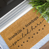 Grandkids and Grandpups Spoiled Here Doormat, Grandparent Door Mat, Dog Doormat