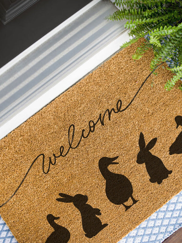 Animal Welcome Doormat, Spring Doormat, Easter Welcome Mat, Cute Door Mat, Farm Decor, Spring Welcome Mats, Rabbit Decor, Duck Decor,