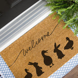 Animal Welcome Doormat, Spring Doormat, Easter Welcome Mat, Cute Door Mat, Farm Decor, Spring Welcome Mats, Rabbit Decor, Duck Decor,