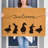 Animal Welcome Doormat, Spring Doormat, Easter Welcome Mat, Cute Door Mat, Farm Decor, Spring Welcome Mats, Rabbit Decor, Duck Decor,
