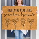 Birth Flower Doormat, Grandma and Grandpa Welcome Mat, Personalized Door Mat, Grandparent Gift, Grandparent Doormat, Grandchild Birth Flower