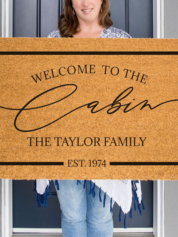 Welcome To The Cabin Personalized Doormat, Cabin Doormat, Lake Decor, Outdoor Welcome Mat, Custom Rug, Personalized Doormat