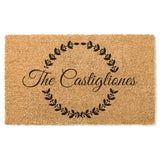 Family Name Christmas Wreath Doormat