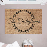 Family Name Christmas Wreath Doormat