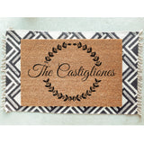 Family Name Christmas Wreath Doormat