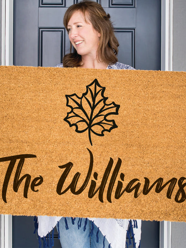 Fall Leaf Family Name Doormat