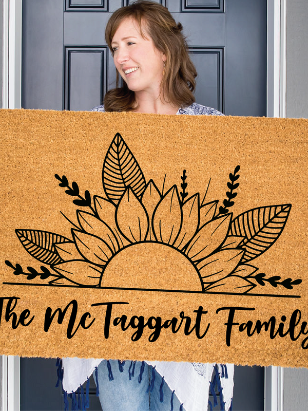 Sunflower Family Name Doormat