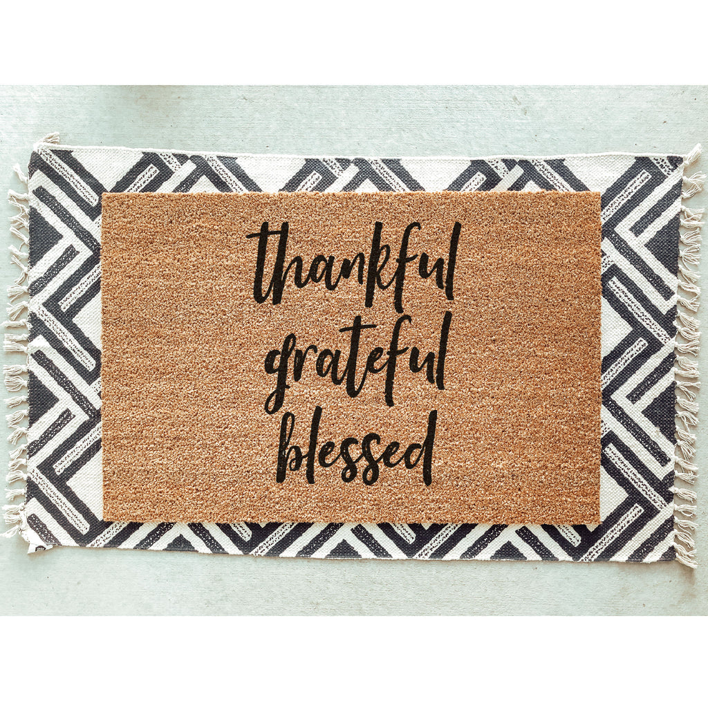Thankful Grateful Blessed Doormat