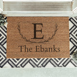 Last Name Initial Doormat / Family Name / Custom / Surname / Initials / Wedding / Anniversary / Antlers / Coffee / Monogram / Personalized