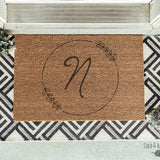Last Name Initial Doormat / Family Name / Custom / Surname / Initials / Wedding / Anniversary / Antlers / Coffee / Monogram / Personalized