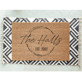 Coffee Stain Family Name Welcome Mat / Last Name Doormat / Surname Door Mat / Wedding Gift / Anniversary / Housewarming / Established Date