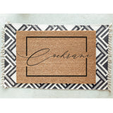 Family Name in Border Welcome Mat / Last Name Doormat / Surname Door Mat / Wedding Gift / Anniversary / Housewarming / Hostess / Classy