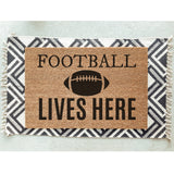 Football Lives Here Doormat / Welcome Mat / Fall Doormat / Autumn Doormat / Football / NFL / CFL / Sport Doormat / Gift for him / Coach Gift