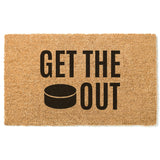Get the Puck Out Doormat, Welcome Mat, Funny Doormat, Canadian Doormat, Hockey Doormat, Hockey Puck, NHL, Hockey, Fathers Day Gift, Birthday