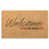 Welcome Doormat / Welcome Mat / Valentines Doormat / Family Name Door Mat / Valentines Gift / Wedding Gift / Love Doormat / Heart