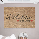 Welcome Doormat / Welcome Mat / Valentines Doormat / Family Name Door Mat / Valentines Gift / Wedding Gift / Love Doormat / Heart