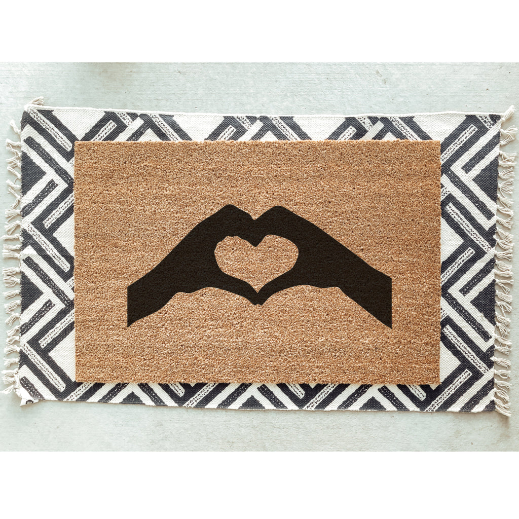 Heart Hands Doormat / Welcome Mat / Heart Doormat / Funny Door Mat / Wedding Gift / I Love You / Best Friend Gift