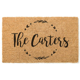 Family Name in Heart Wreath Welcome Mat / Last Name Doormat / Surname Door Mat / Wedding / Anniversary / Housewarming / Hostess / Valentines