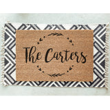 Family Name in Heart Wreath Welcome Mat / Last Name Doormat / Surname Door Mat / Wedding / Anniversary / Housewarming / Hostess / Valentines